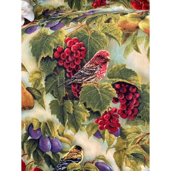 Wild Wings Fabric Yardage Birds on Branches with Fruit Rosemary Millette Fabric - Picture 3 of 12